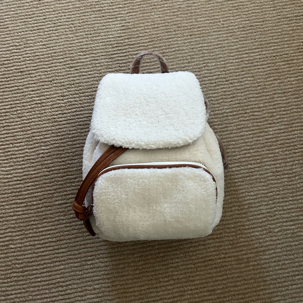 Faux Shearling & Leather Backpack